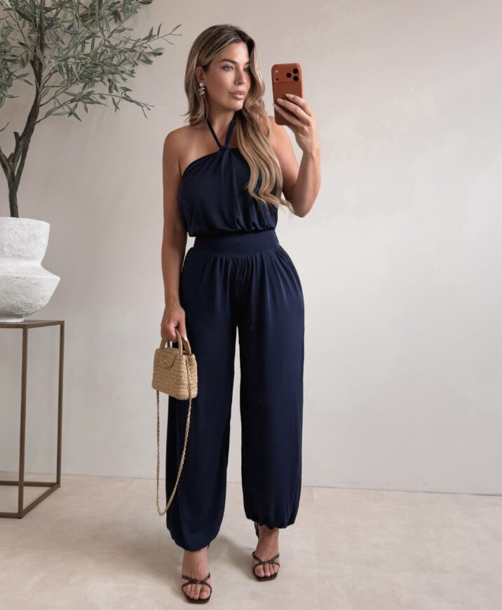 Halter soft jumpsuit - Navy
