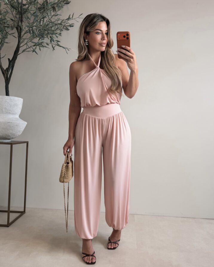 Halter soft jumpsuit - Pink