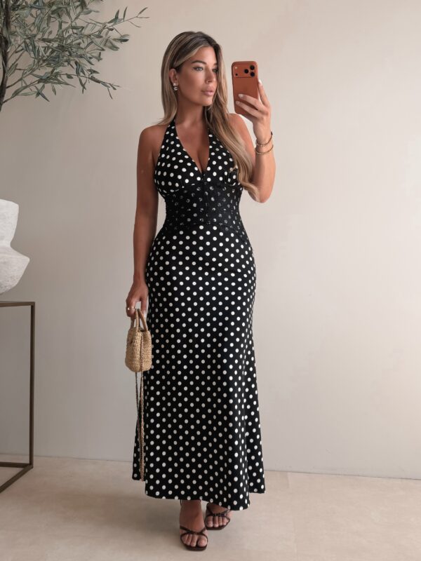 Polkadot maxi dress  - Black