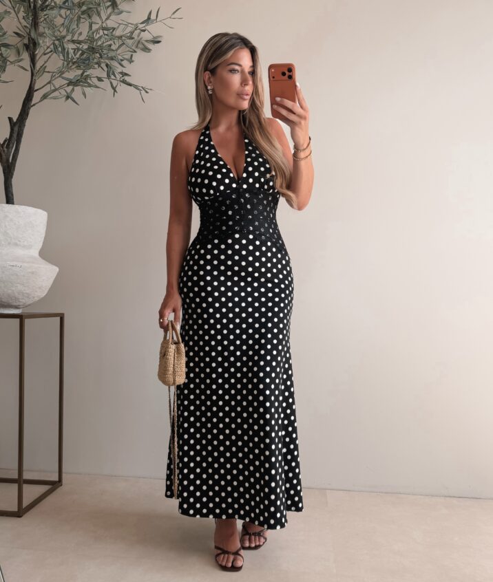 Polkadot maxi dress  - Black