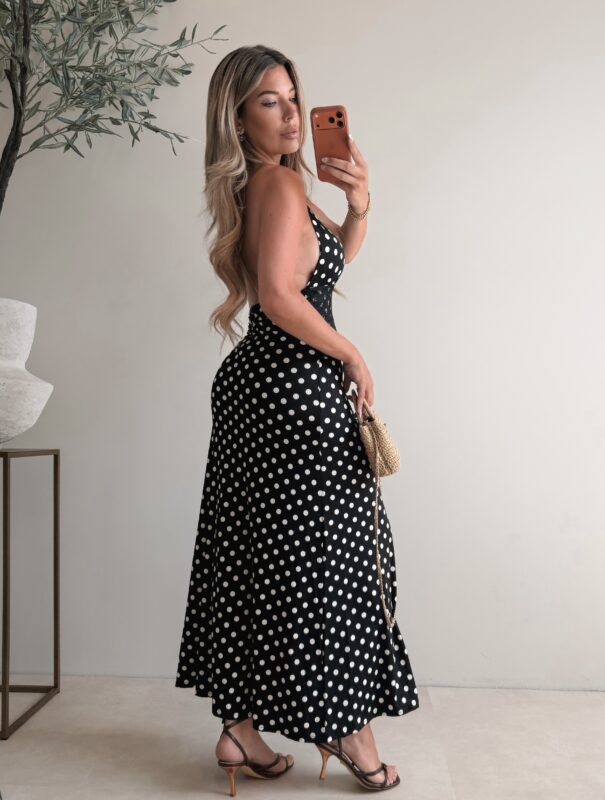 Polkadot maxi dress  - Black