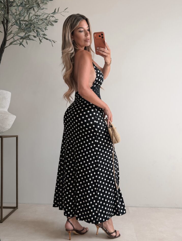Polkadot maxi dress  - Black