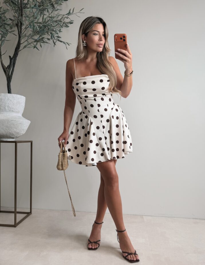 Polkadot Scarlett Dress - Nude