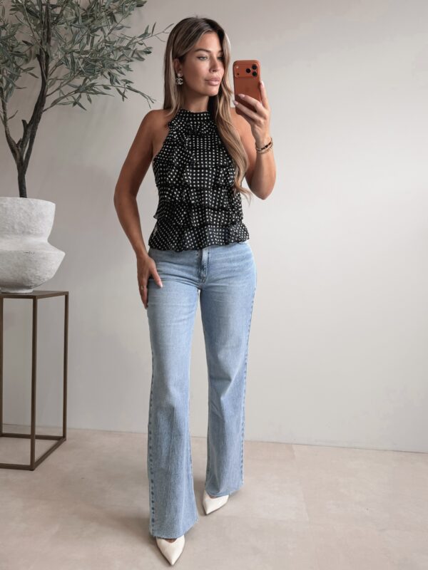 Polkadot Ruffle Top - Black