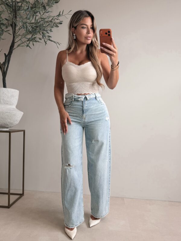 Crop top with lace detail - Nude