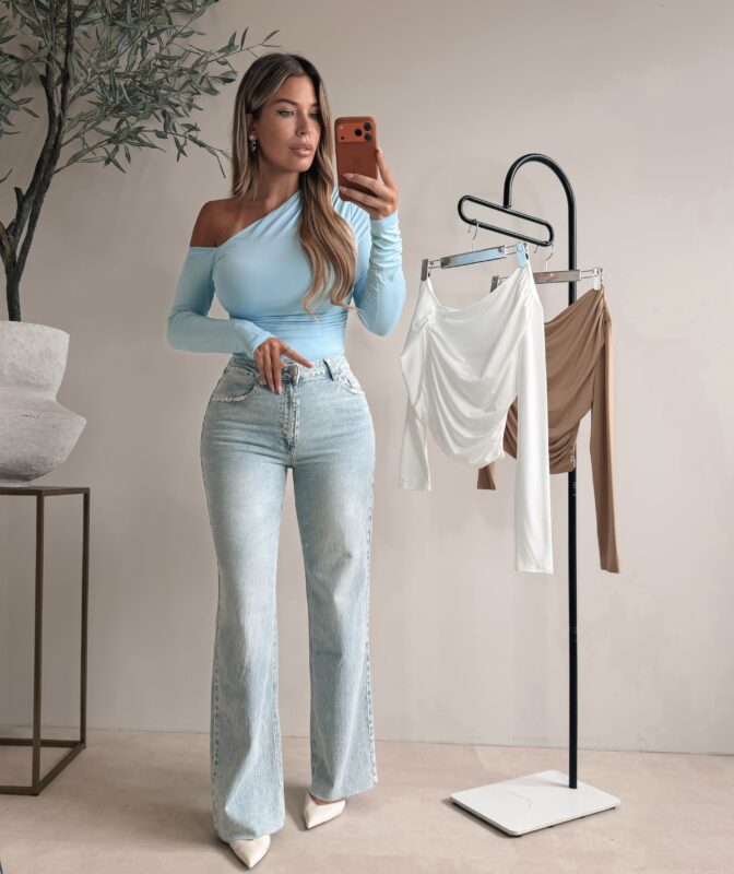 Cosmo One shoulder top - Babyblue