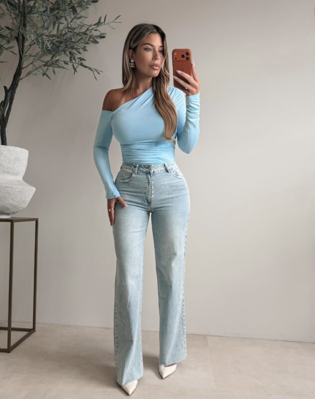 Cosmo One shoulder top - Babyblue