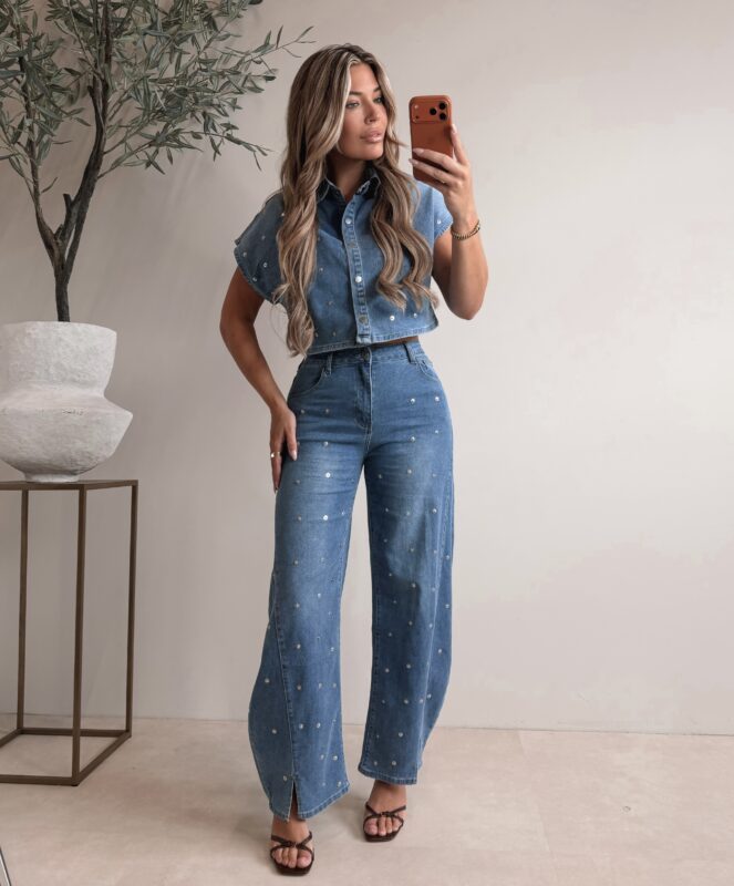 Detail Denim Set - Blue