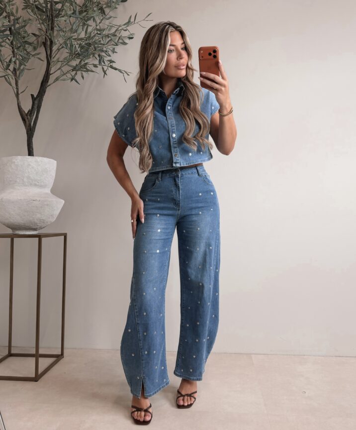 Detail Denim Set - Blue