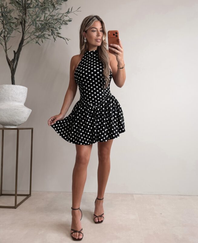 Polkadot Peplum dress - Black