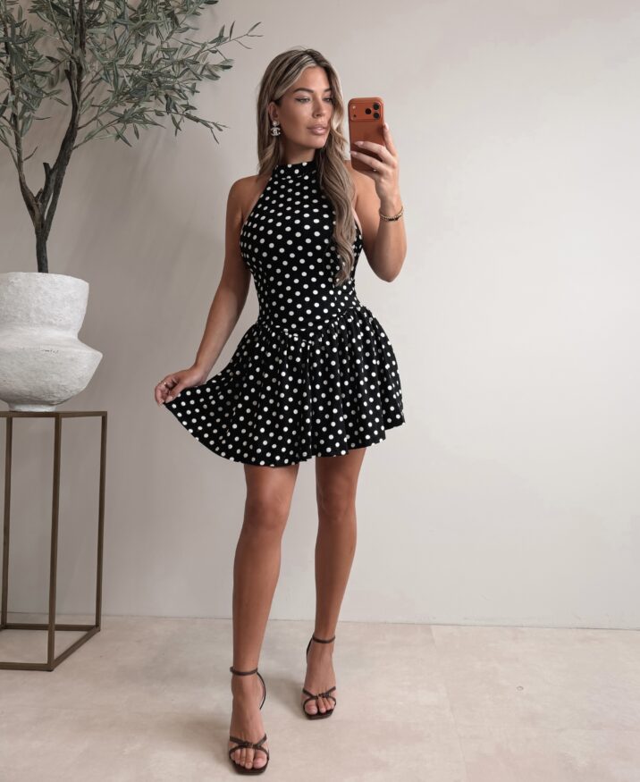 Polkadot Peplum dress - Black