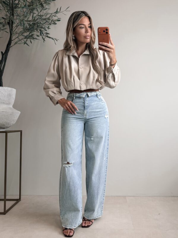 Crop Smocked Jacket - Beige