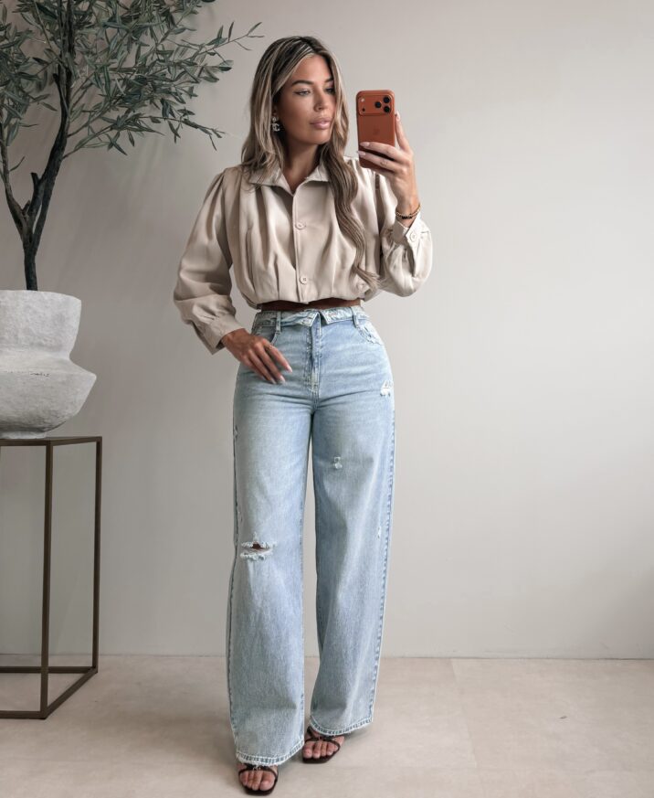 Crop Smocked Jacket - Beige