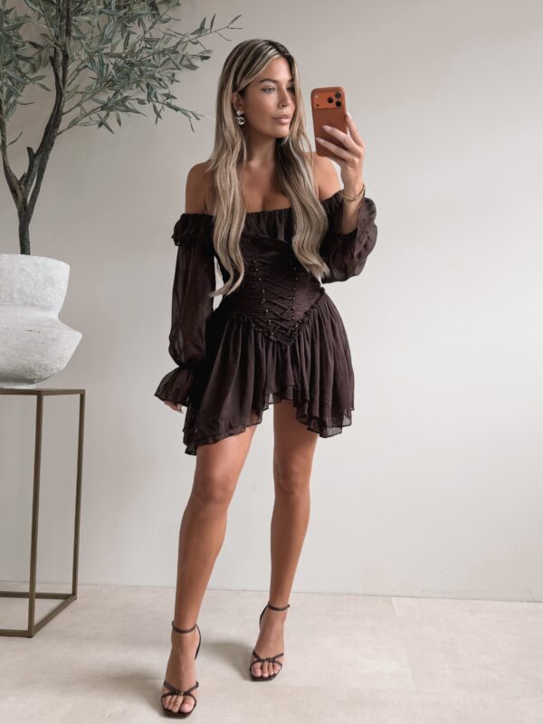 Feline Ruffle Dress -  Choco
