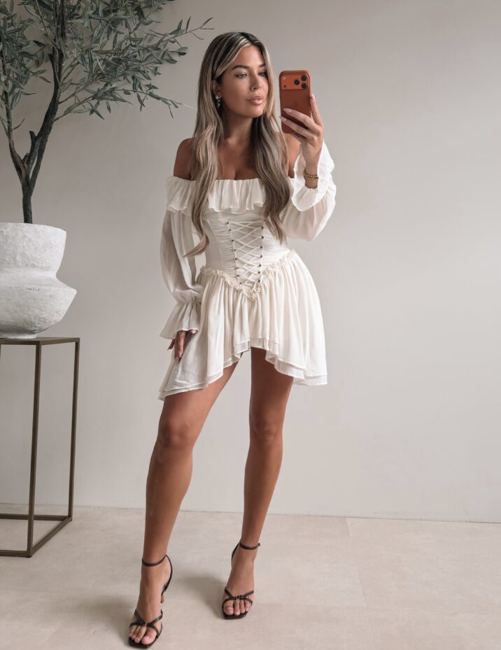 Feline Ruffle Dress - Nude