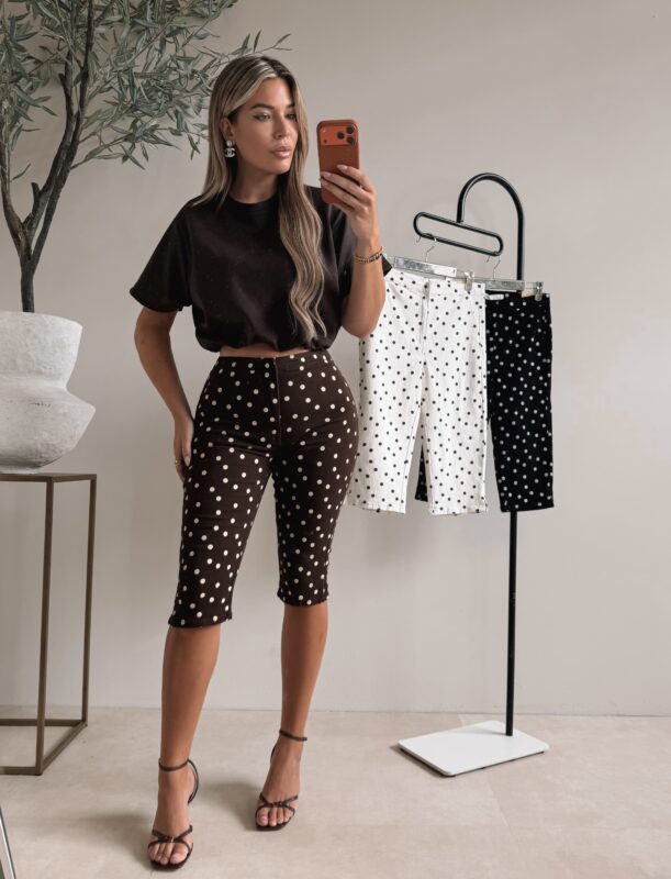 Polkadot Capri Pants - Choco