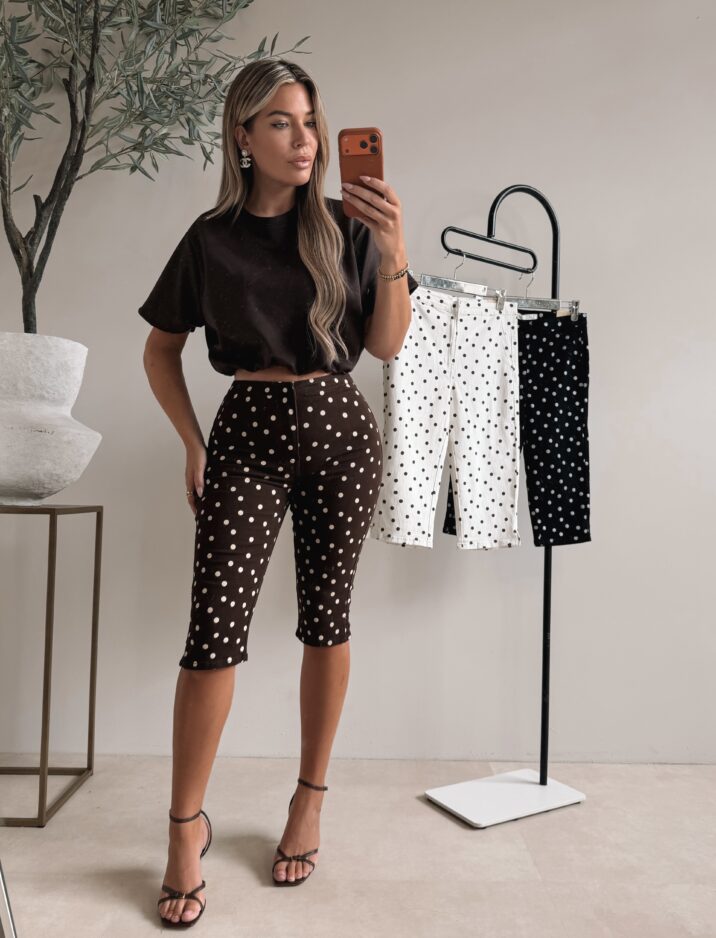 Polkadot Capri Pants - Choco