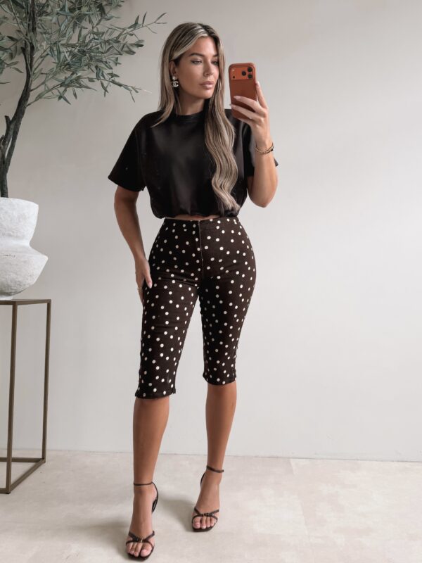 Polkadot Capri Pants - Choco