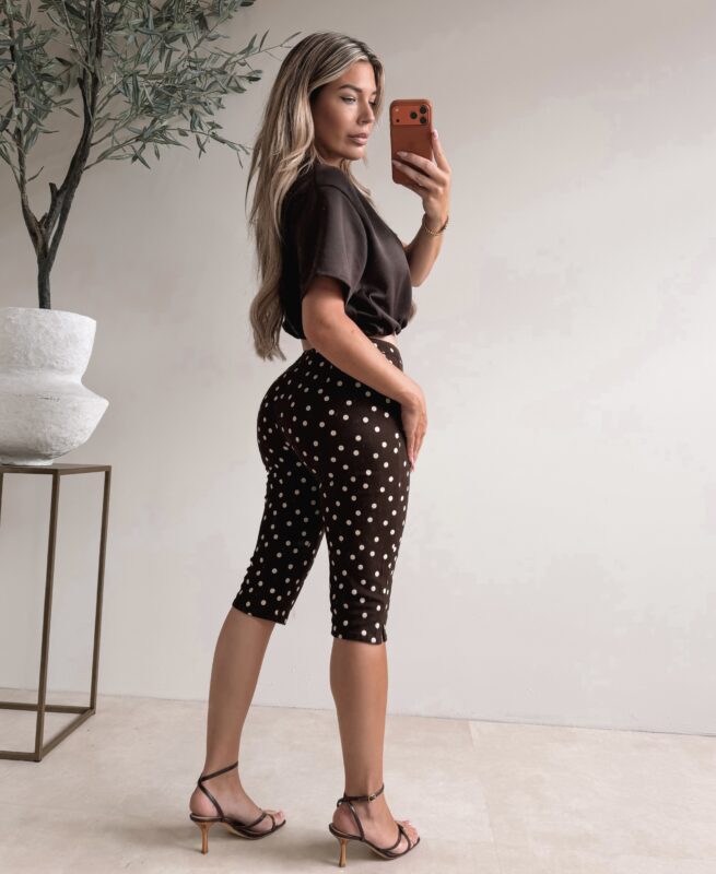 Polkadot Capri Pants - Choco