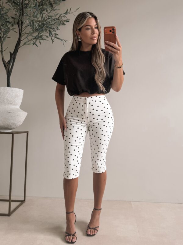 Polkadot Capri Pants - White