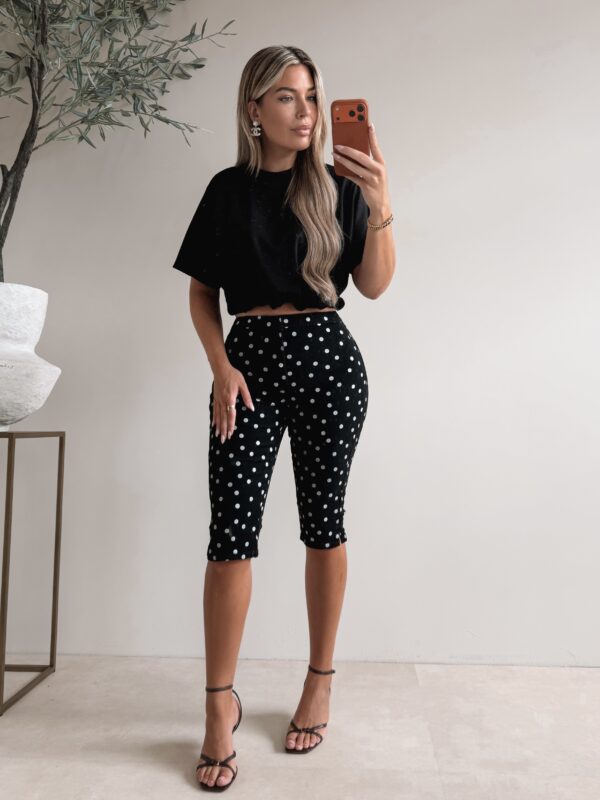 Polkadot Capri Pants - Black