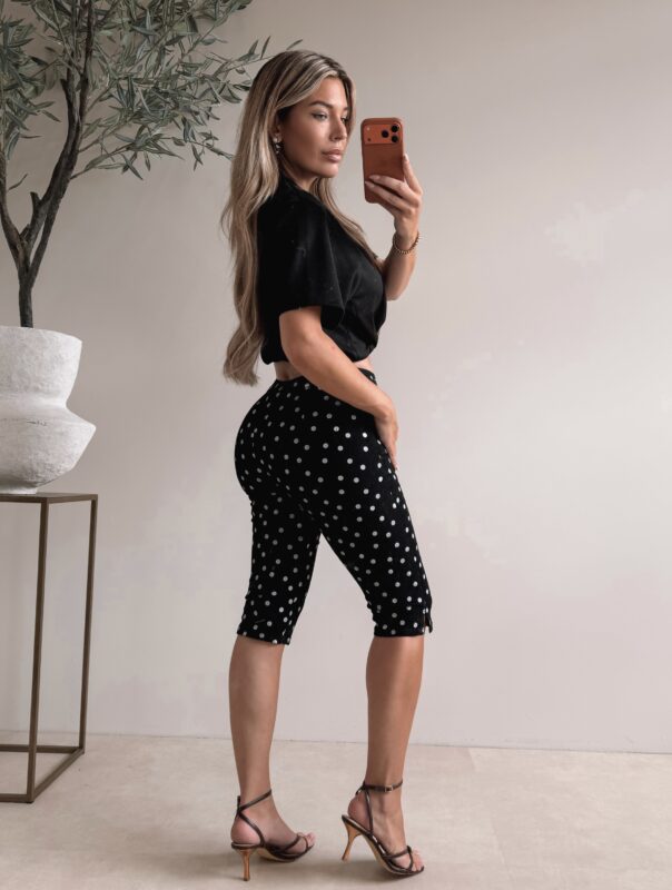 Polkadot Capri Pants - Black