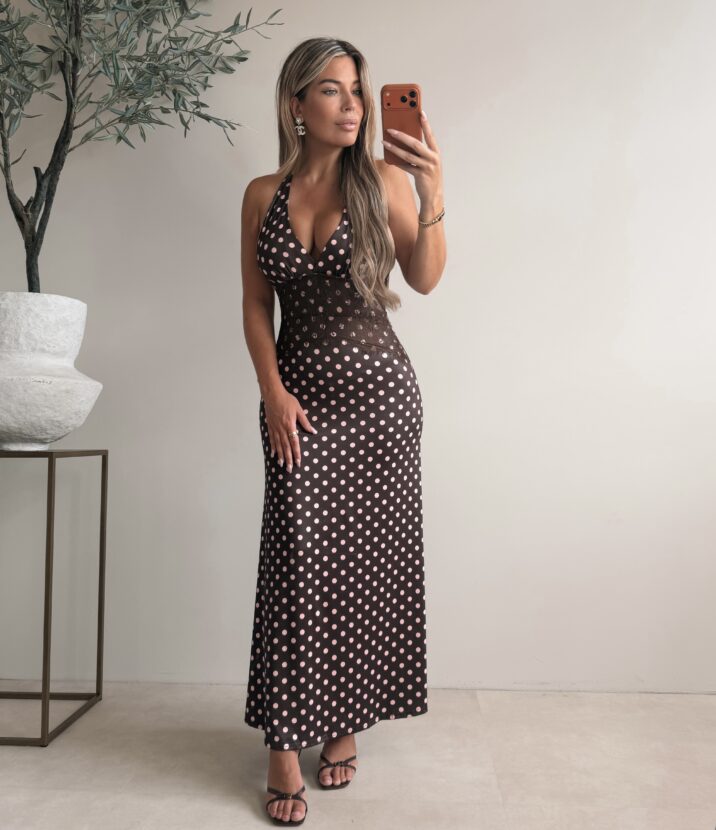 Polkadot maxi dress - Brown