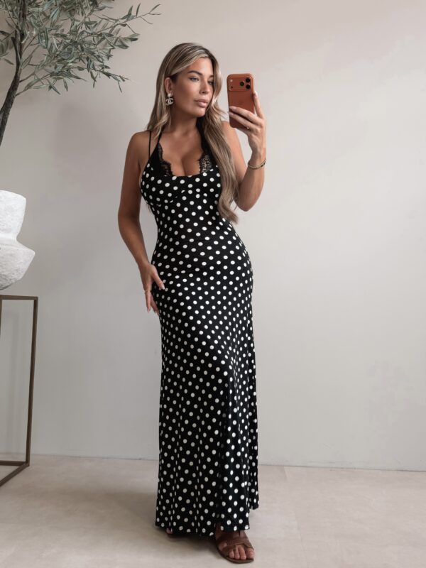 Jaslyn Polkadot lace dress - Black