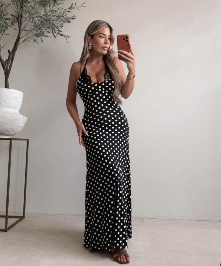 Jaslyn Polkadot lace dress - Black