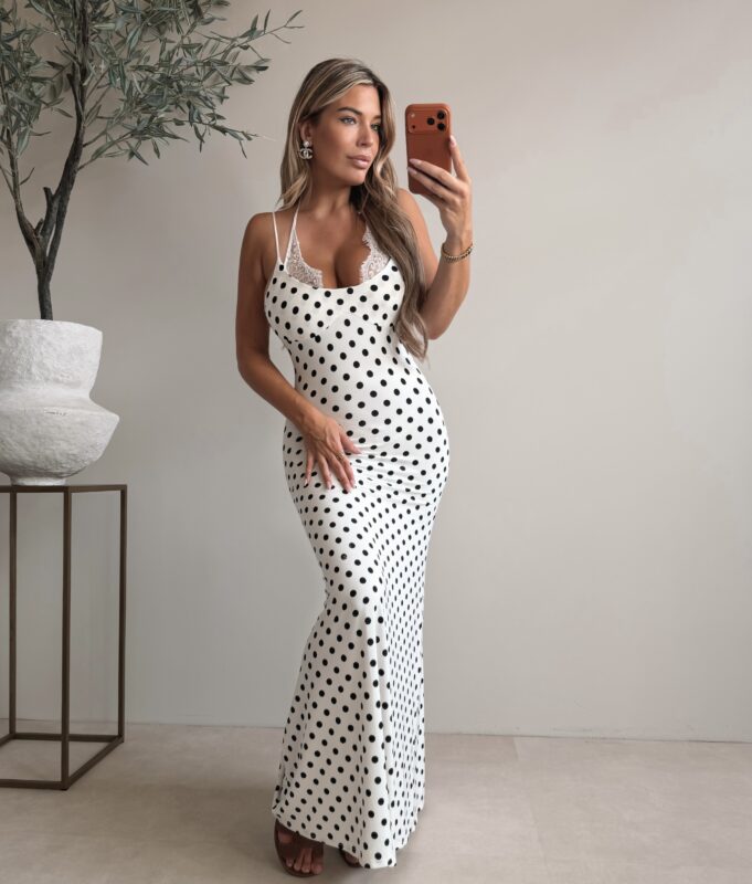 Jaslyn Polkadot lace dress - White