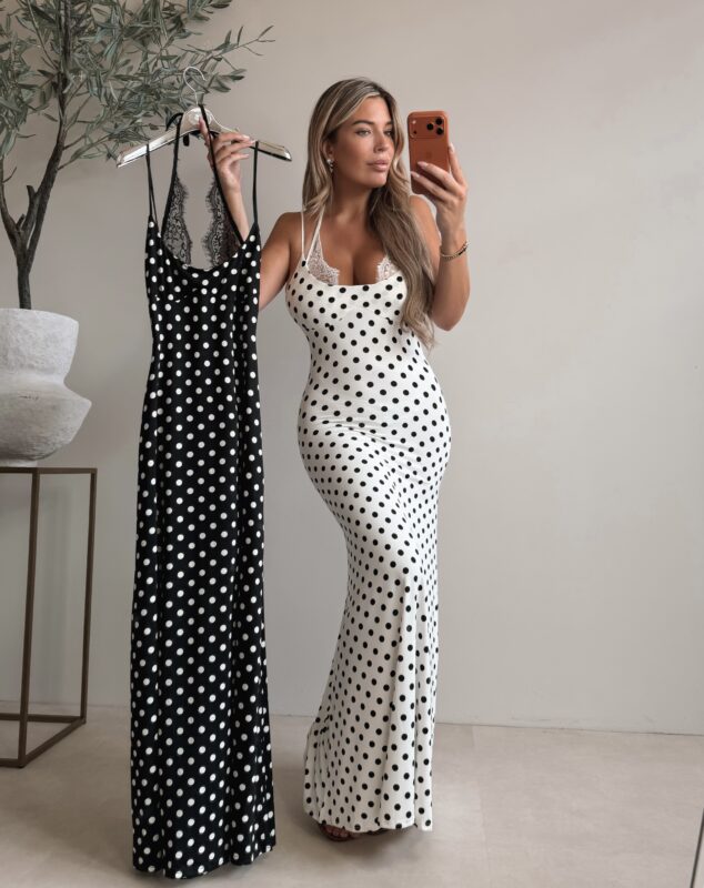 Jaslyn Polkadot lace dress - Black