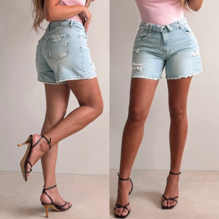 Folded Short Jeans - Blue