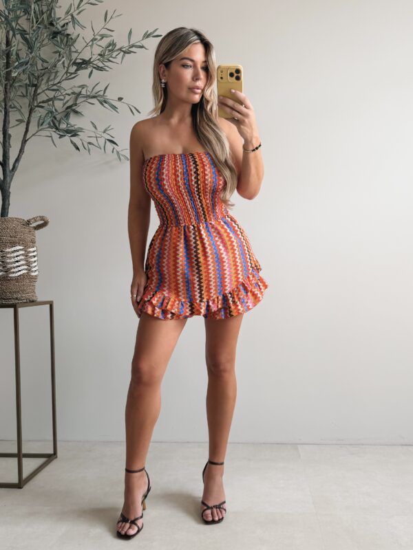 Offshoulder Zigzag Jumpsuit - Orange