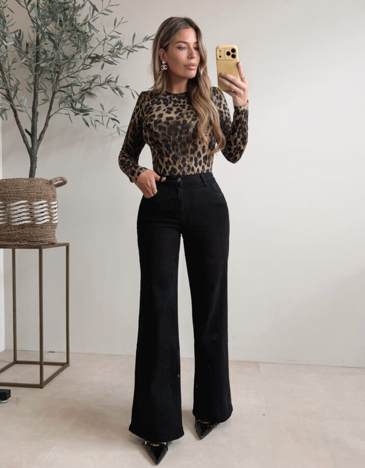 Wide leg stretch jeans - Black