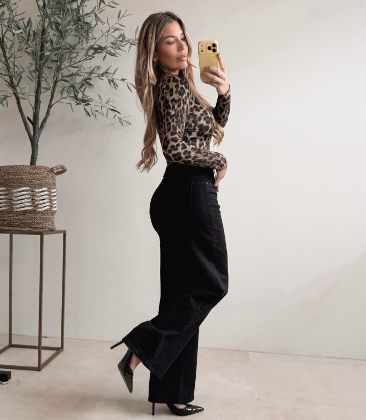 Wide leg stretch jeans - Black