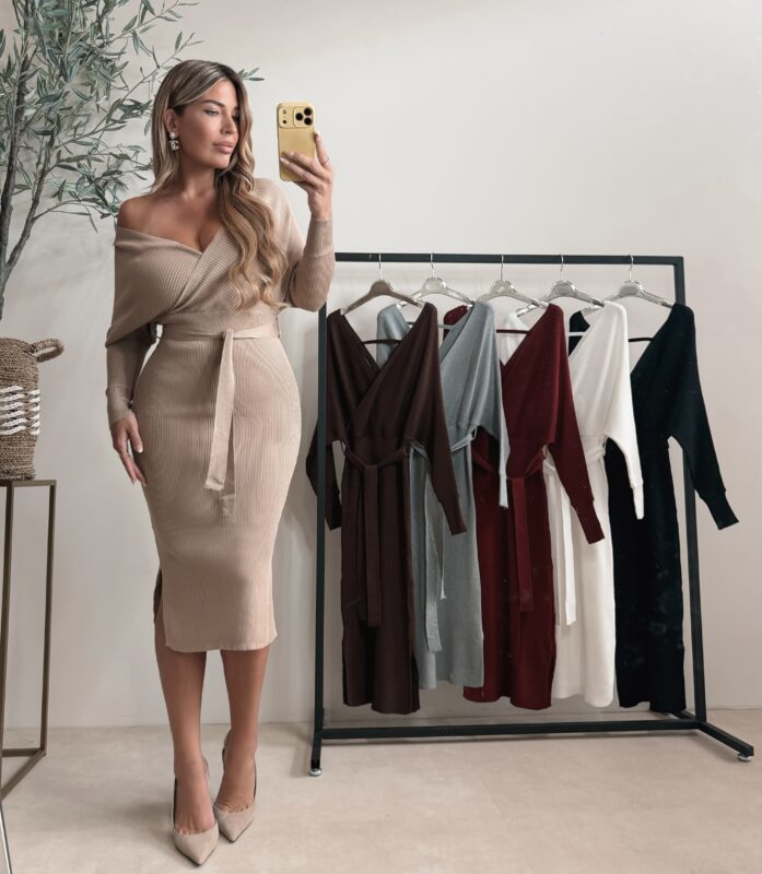 Bestseller Overlay dress - Taupe