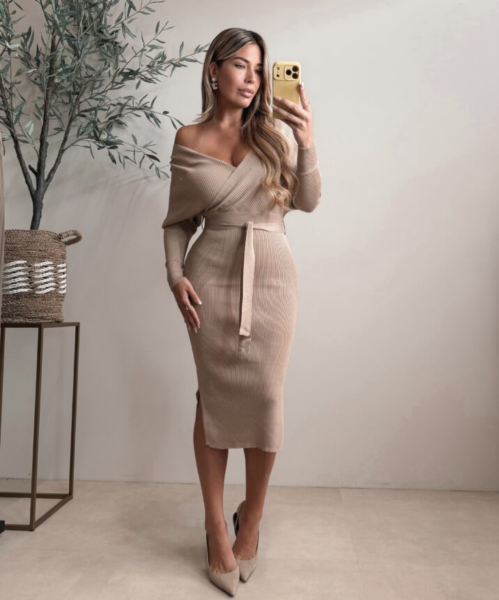 Bestseller Overlay dress - Taupe