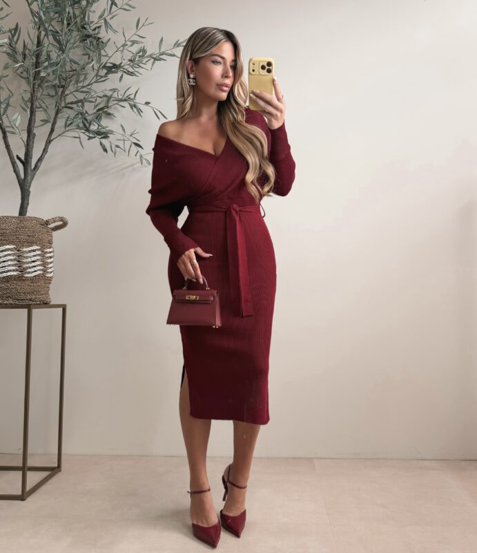 Bestseller Overlay dress - Bordeaux