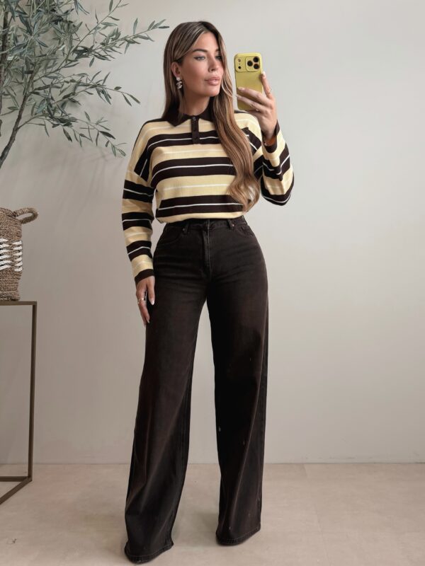 Polo striped sweater - Yellow