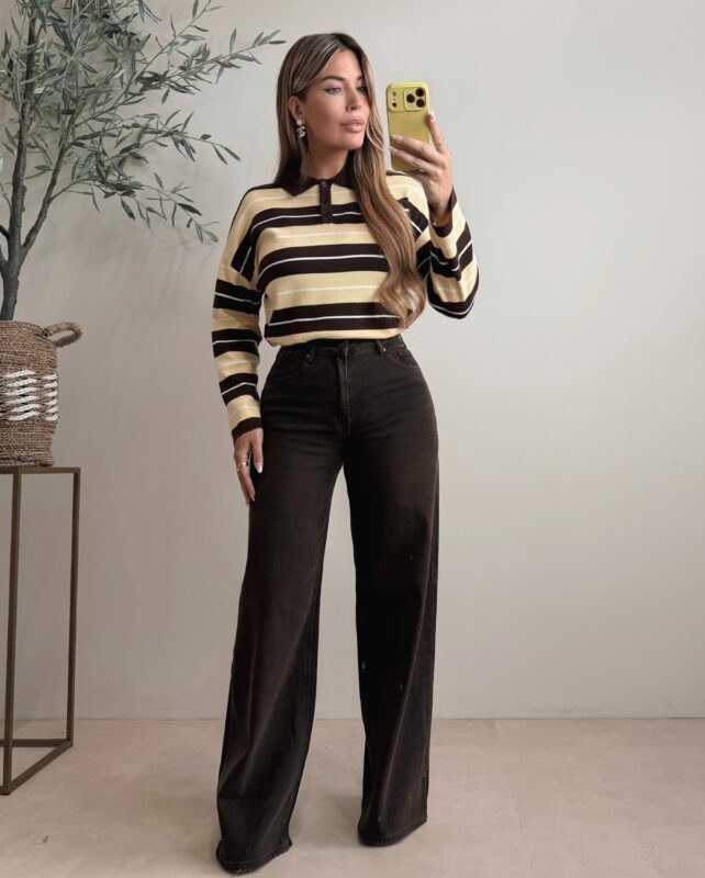 Polo striped sweater - Yellow