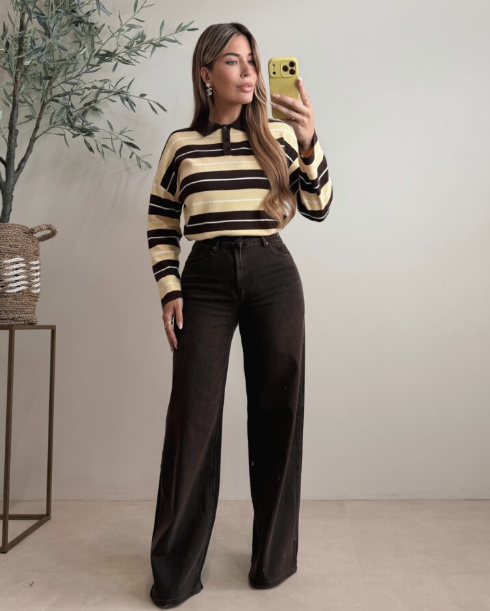 Polo striped sweater - Yellow