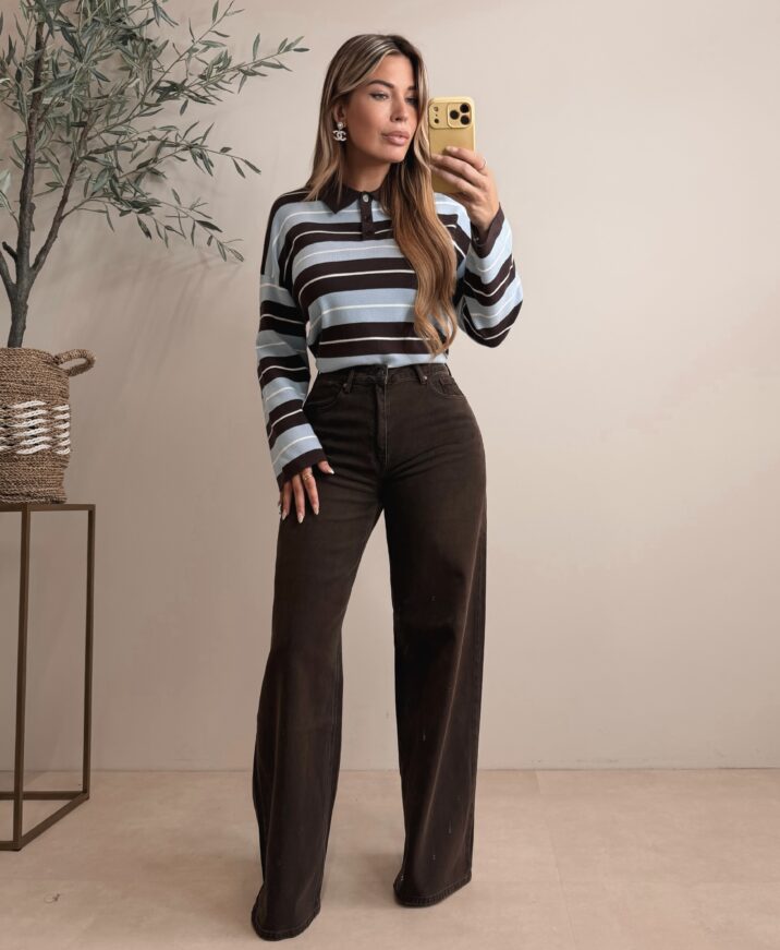 Polo striped sweater - Blue