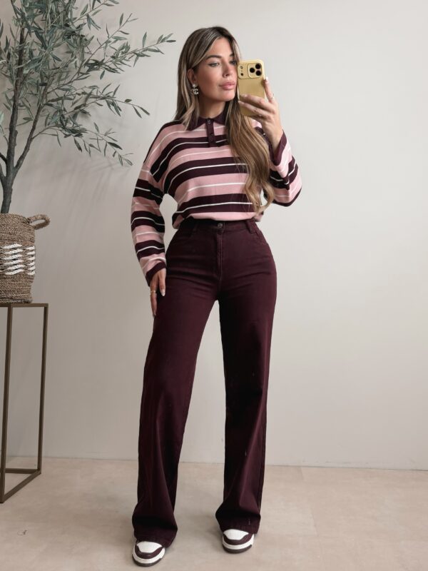 Polo striped sweater - Pink