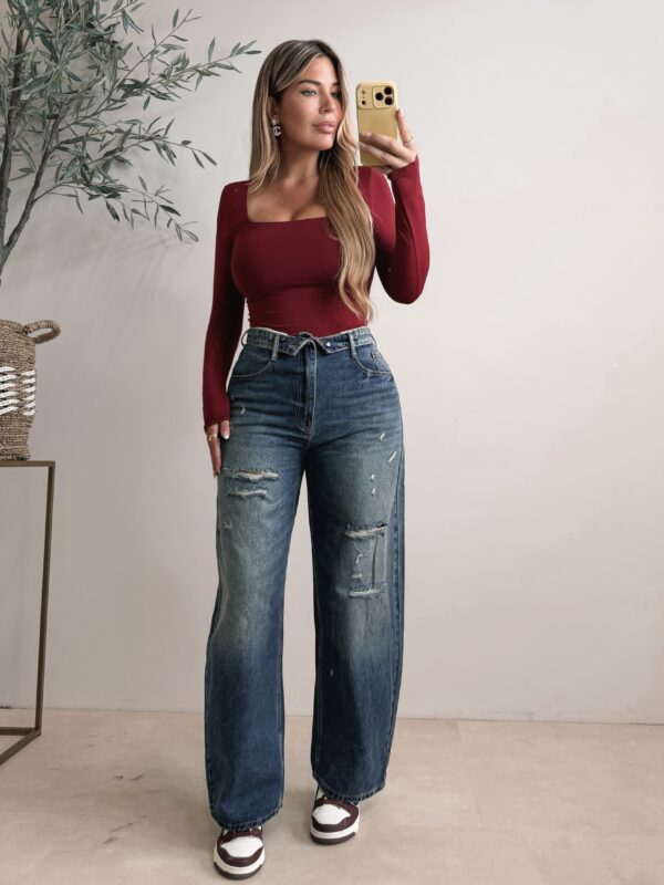 Skins Squared long sleeve top - Bordeaux