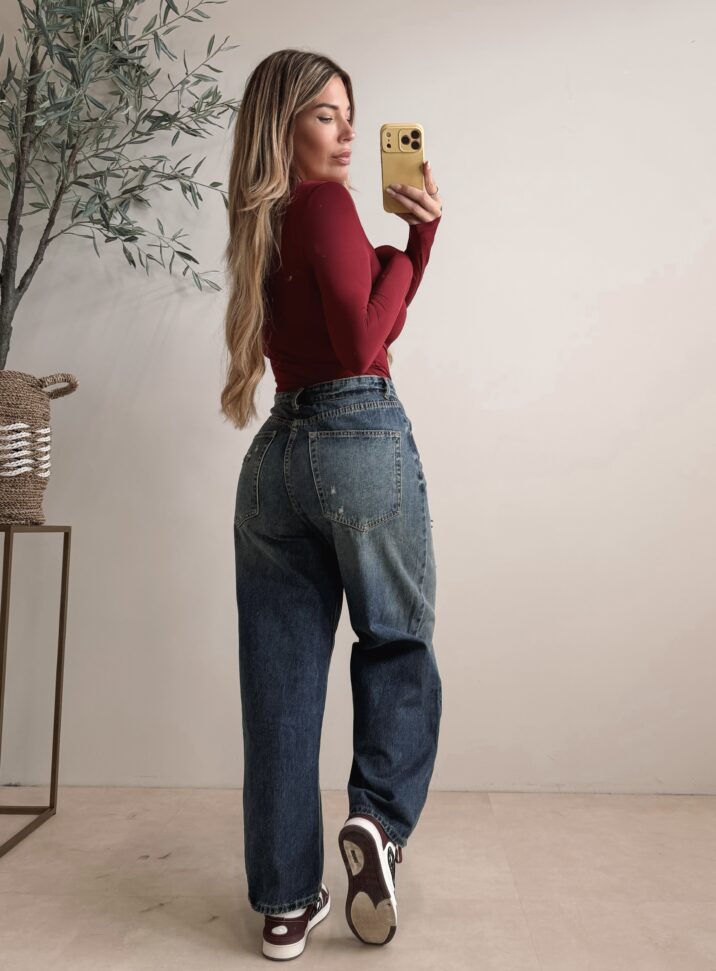 Skins Squared long sleeve top - Bordeaux