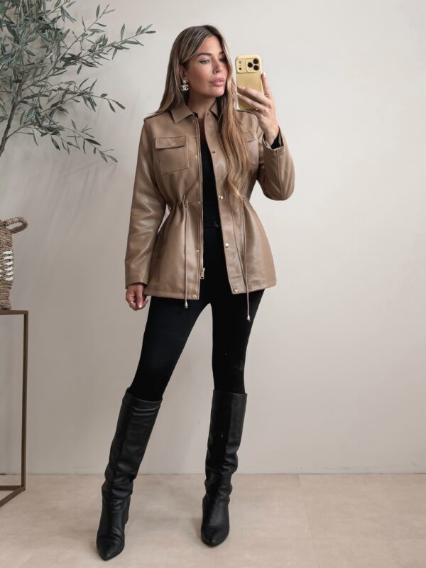 Alix faux leather jacket - Taupe