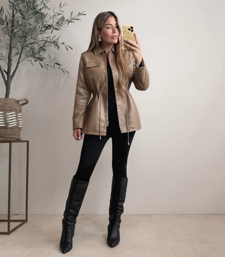 Alix faux leather jacket - Taupe