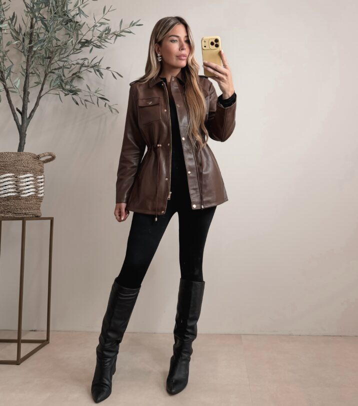 Alix faux leather jacket - Choco (Pre-Order Morgen)