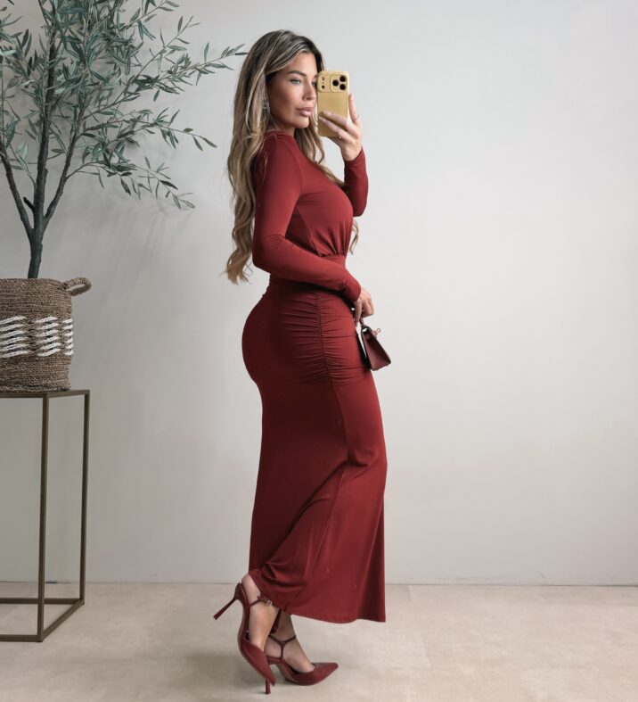 Julieta Snatched dress  - Bordeaux