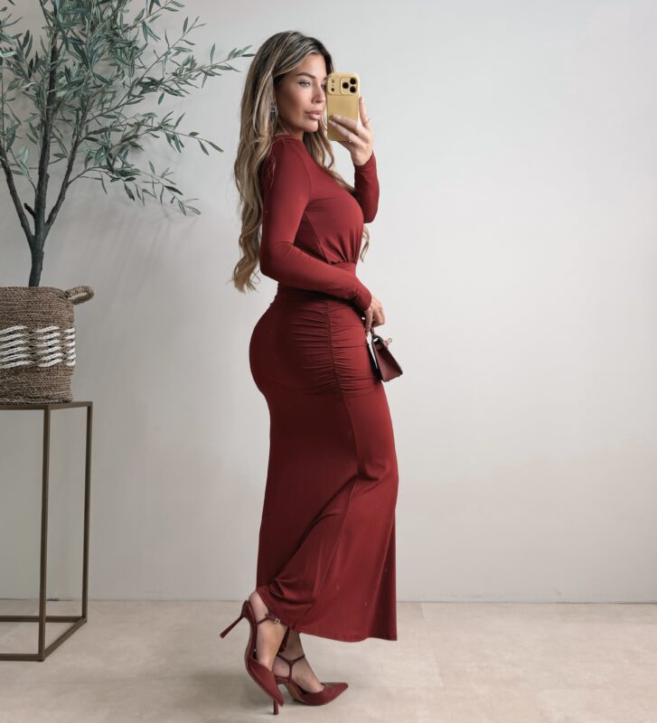 Julieta Snatched dress  - Bordeaux